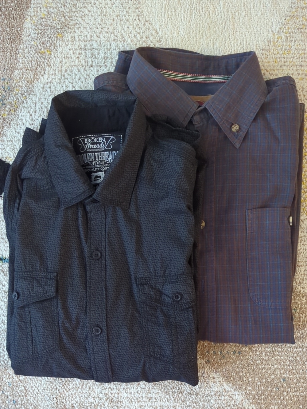 Bundle: 2 Men's Long-Sleeve Button-Down Shirts  Size L